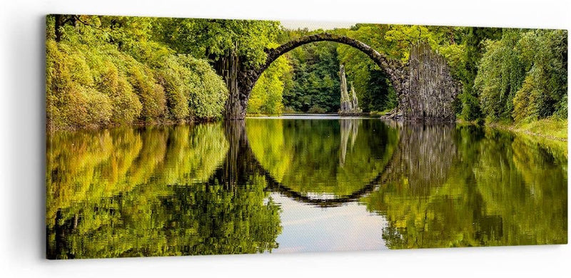 Wandbilder Dekoration Wohnzimmer Park Natur Wasser Panorama Bilder auf Leinwand 120x50cm Leinwandbil