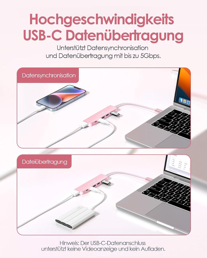 LENTION USB C Hub mit 4K@60Hz HDMI, 100W PD, USB-C Datei, USB 3.0, Multiport Adapter kompatibel 2025