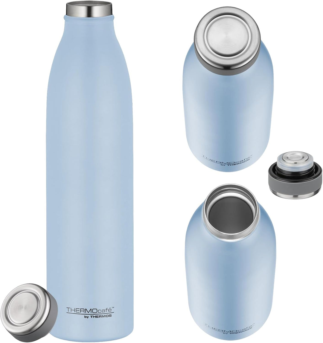 THERMOcafé by THERMOS TC BOTTLE pastell blau matt 0,75l, Edelstahl Isolierflasche kohlensäurefest, 1
