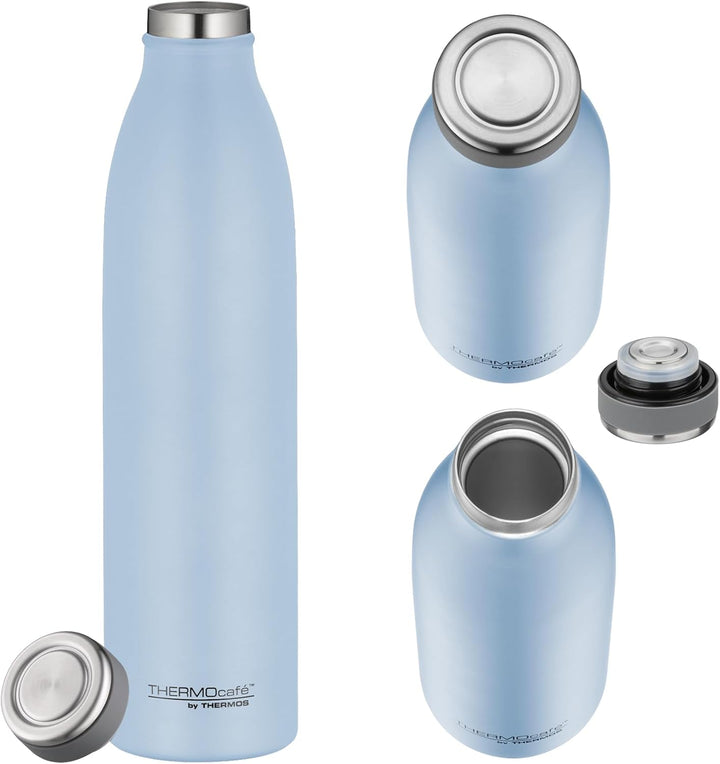 THERMOcafé by THERMOS TC BOTTLE pastell blau matt 0,75l, Edelstahl Isolierflasche kohlensäurefest, 1