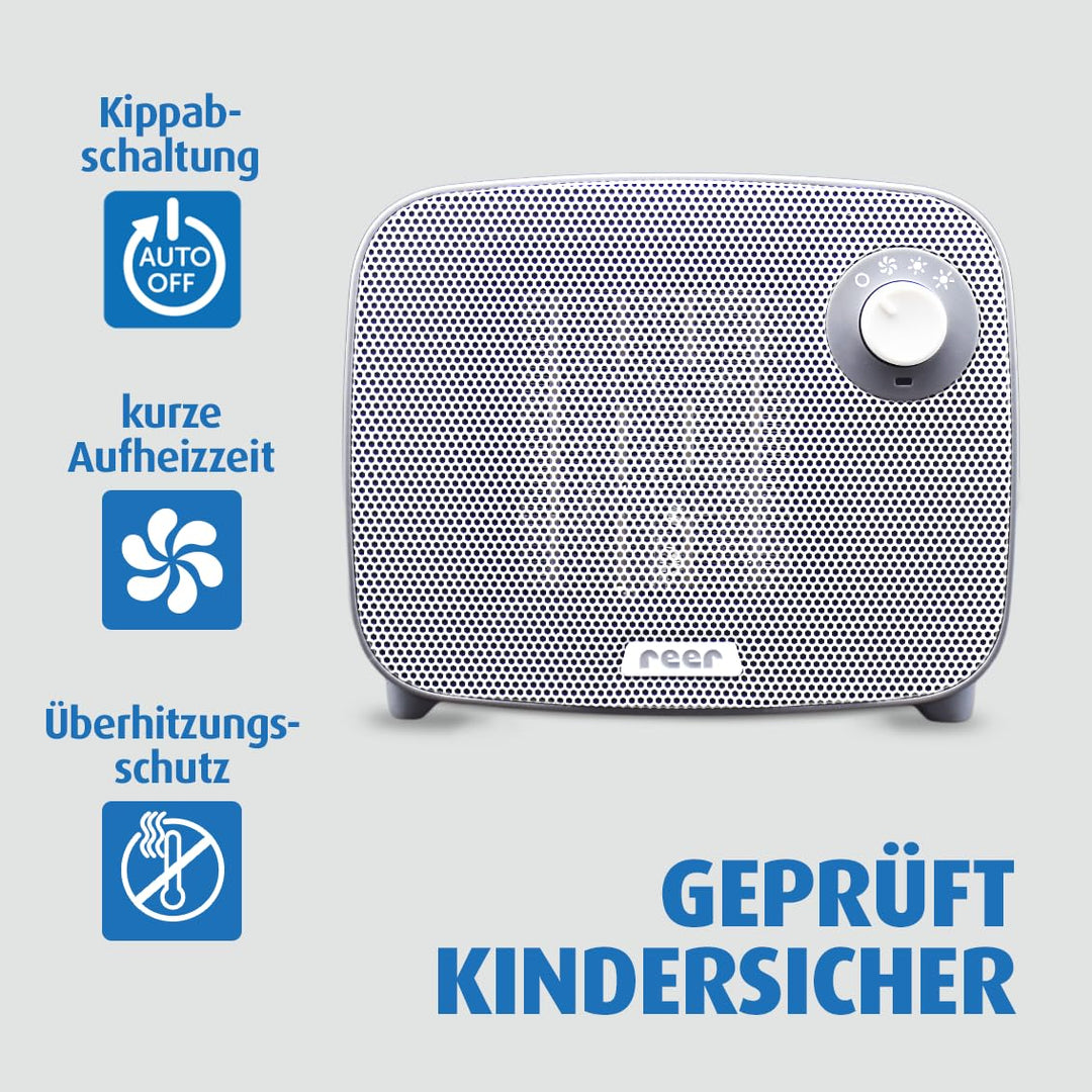 Reer FeelWell Air Heizlüfter für Babys 3in1 - Zuverlässig, Wärmend, Sicher - 2 Wärmestufen und Kühlf