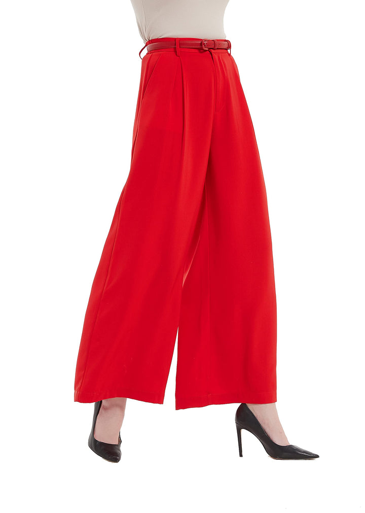 Tronjori Damen Hose Weites Bein Frauen Lange Hose mit Taschen Einfarbig Lose elastische Hohe Taille