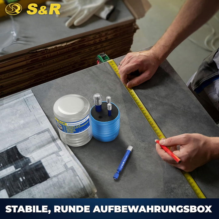 S&amp;R Diamantbohrer, Fliesenbohrer, Glasbohrer Set 4-tlg. 5, 6, 8, 10 mm, Sechskant-Schaft, für Kerami