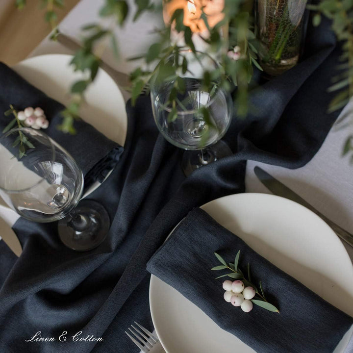 Linen &amp; Cotton Hochwertige 4 x Stoffservietten/Servietten Stoff/Leinenservietten Hygge -100% Leinen,