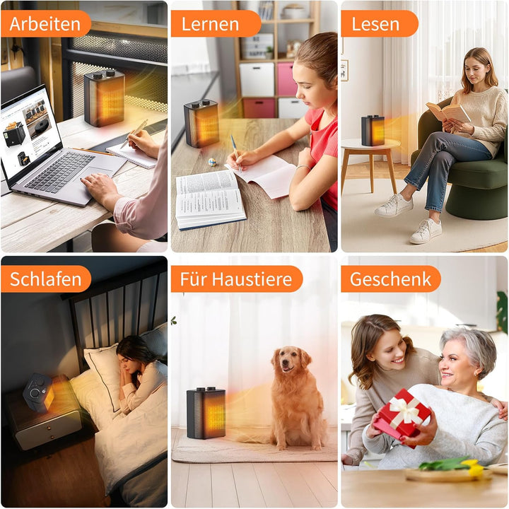 aeco EcoHeat One Heizlüfter klein 2000W energiesparend 3 Heizstufen Elektroheizung PTC Keramik Therm