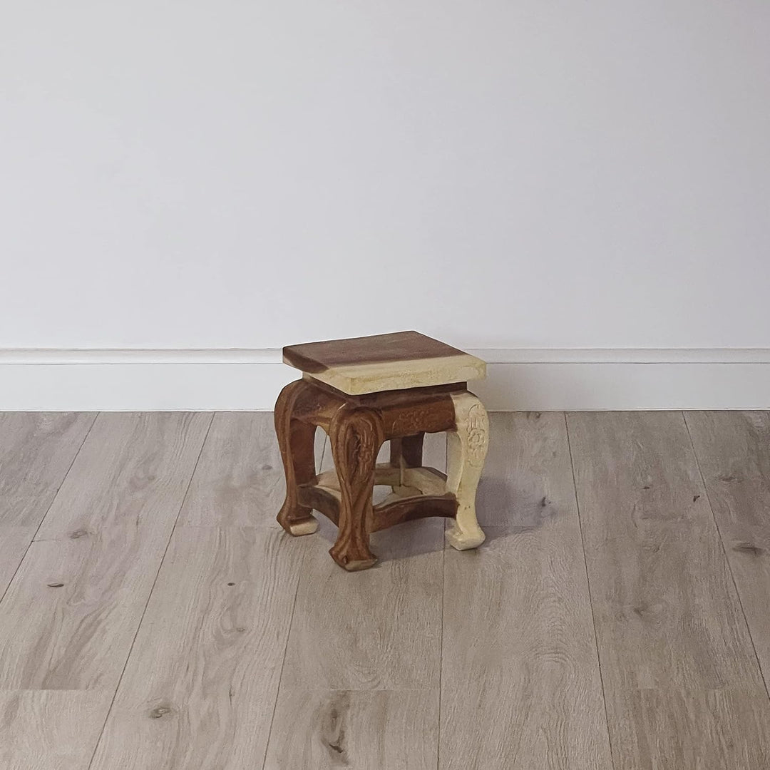 livasia Hoher Opiumtisch im 3er Set | Massivholz Beistelltisch | Asiatische Blumenhocker | Couchtisc