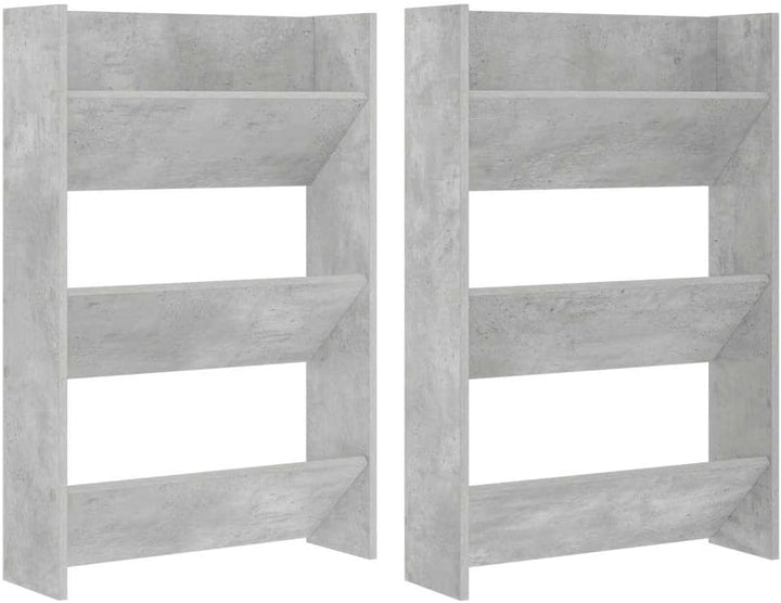 homiuse 2 Stück Wand Schuhschrank 60x18x90 cm mit 3 Kippböden Schuhregal Wandbefestigung Betongrau S