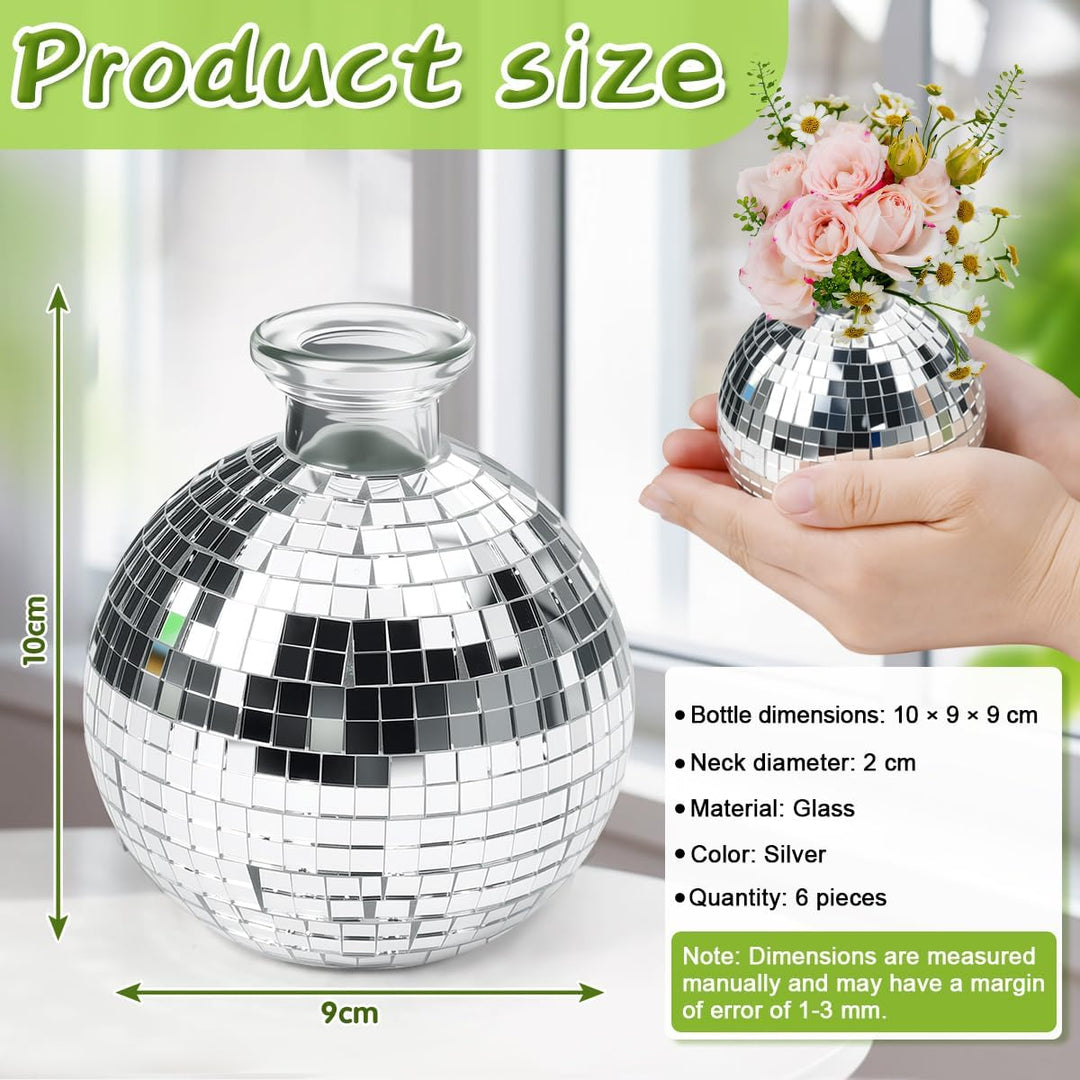 6 Stück Disco Ball Vase Deko Kugel Discokugel Blumentopf Vase Disco Kugel Pflanzentopf Discos Ball P