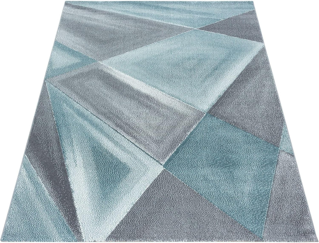 Carpetsale24 Teppich Wohnzimmer Modern Abstrakt Gemustert Blau 160 x 230 cm - Kurzflor Teppich Schla