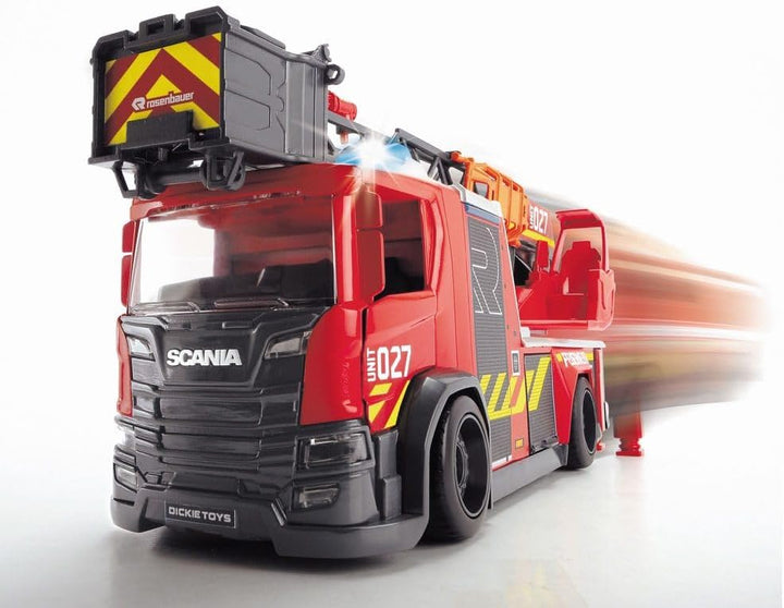 Dickie 203716017038 Scania Rosenbauer SOS Fire Rescue Licht und Sound 35 cm, 3 Jahre
