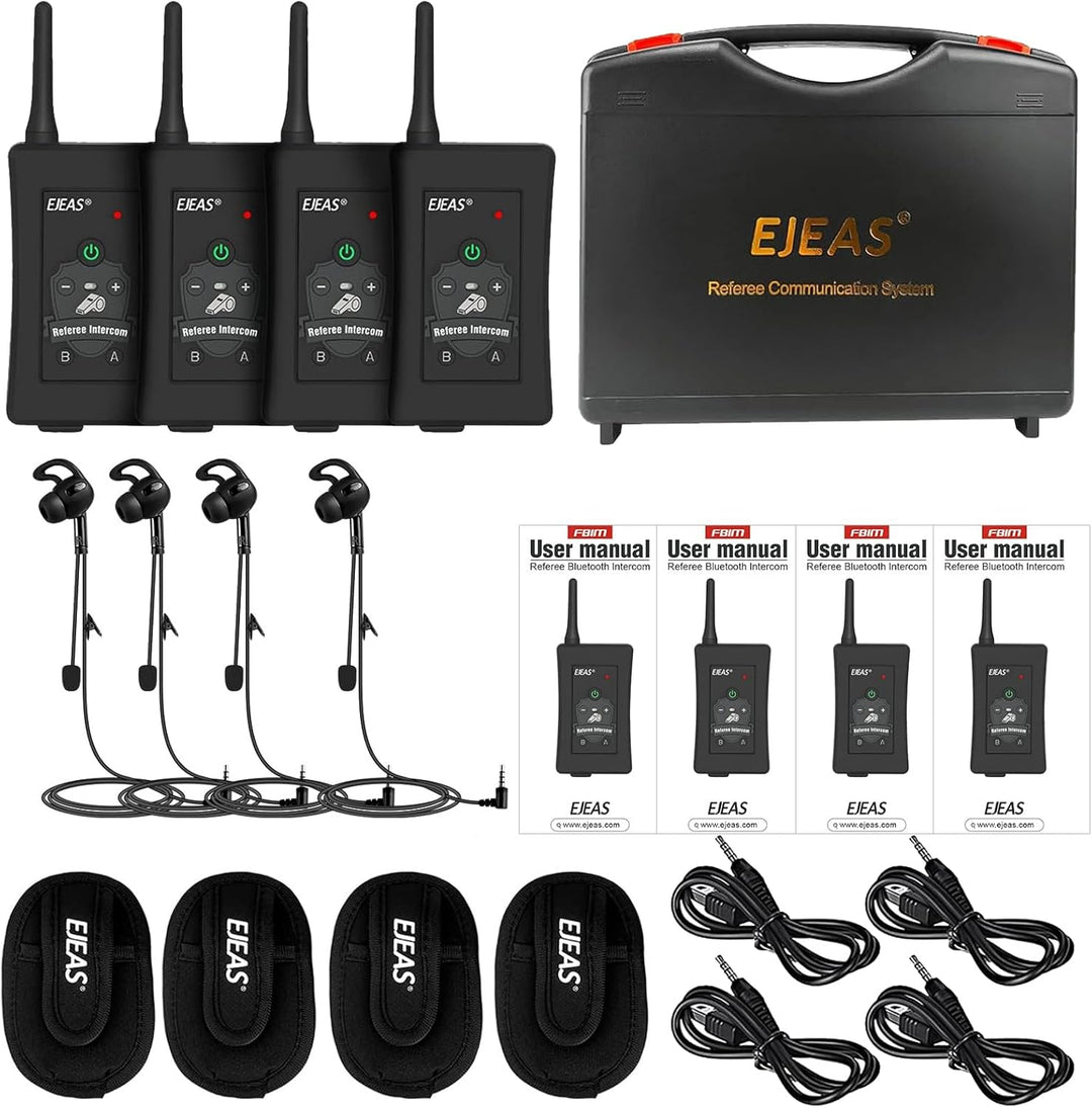EJEAS FBIM Professionelle Bluetooth Headset für Schiedsrichter,4-Wege Kommunikationssystem mit Reich