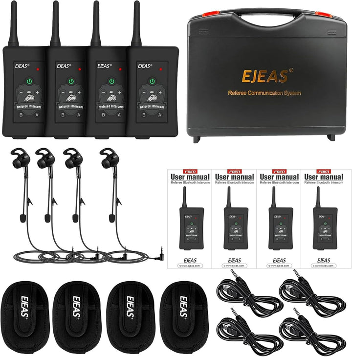 EJEAS FBIM Professionelle Bluetooth Headset für Schiedsrichter,4-Wege Kommunikationssystem mit Reich