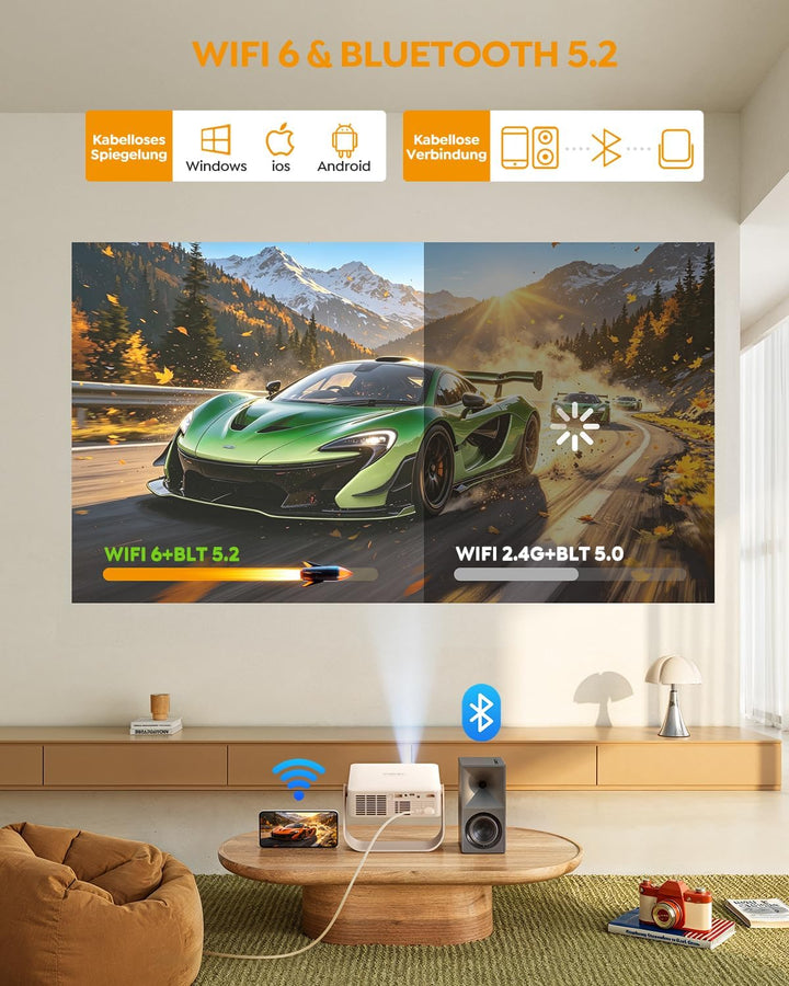 Yaber PROJECTOR Mini Smart Beamer, L1 Pro Native 1080P Tragbarer Projektor Beige, Beige