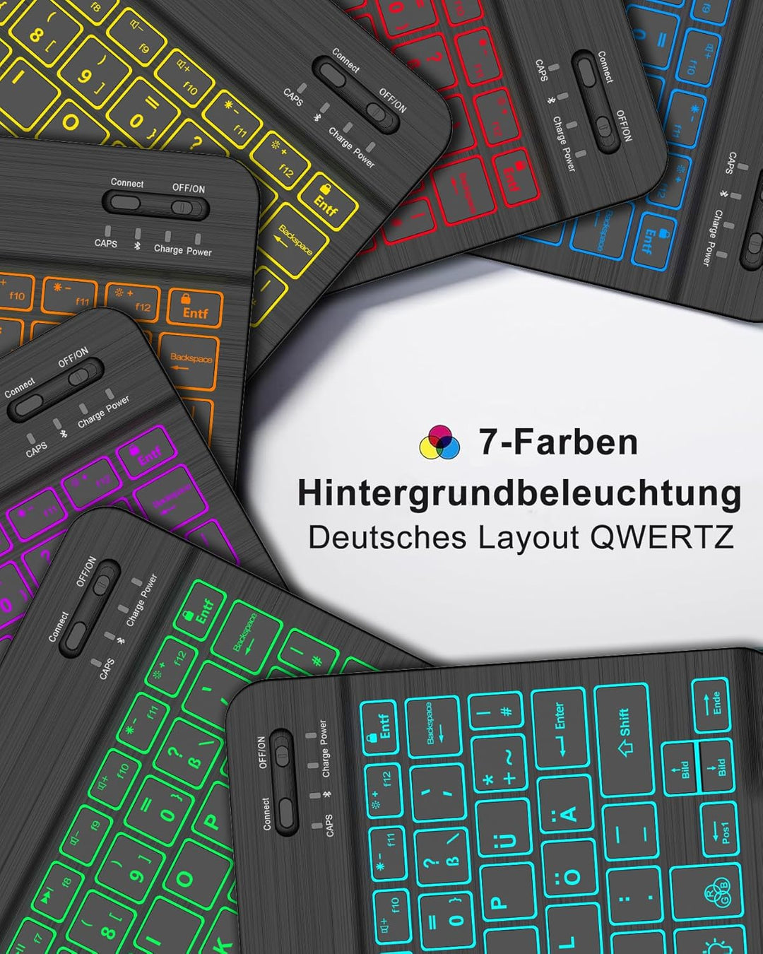 Beleuchtete Tastatur Hülle für Lenovo Idea Tab 11" (2025), 7-Farben-Hintergrundlicht Bluetooth Keybo