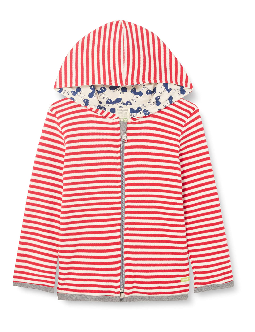 loud + proud Unisex Kinder Ringel, GOTS Zertifiziert Wendejacke 98-104 Tomato, 98-104 Tomato