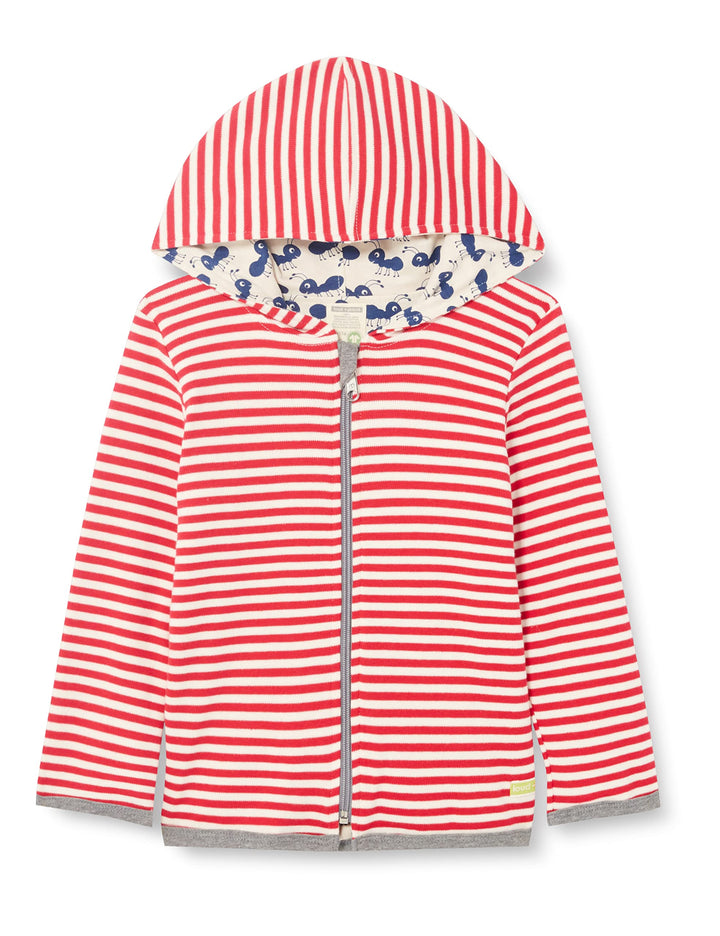 loud + proud Unisex Kinder Ringel, GOTS Zertifiziert Wendejacke 98-104 Tomato, 98-104 Tomato