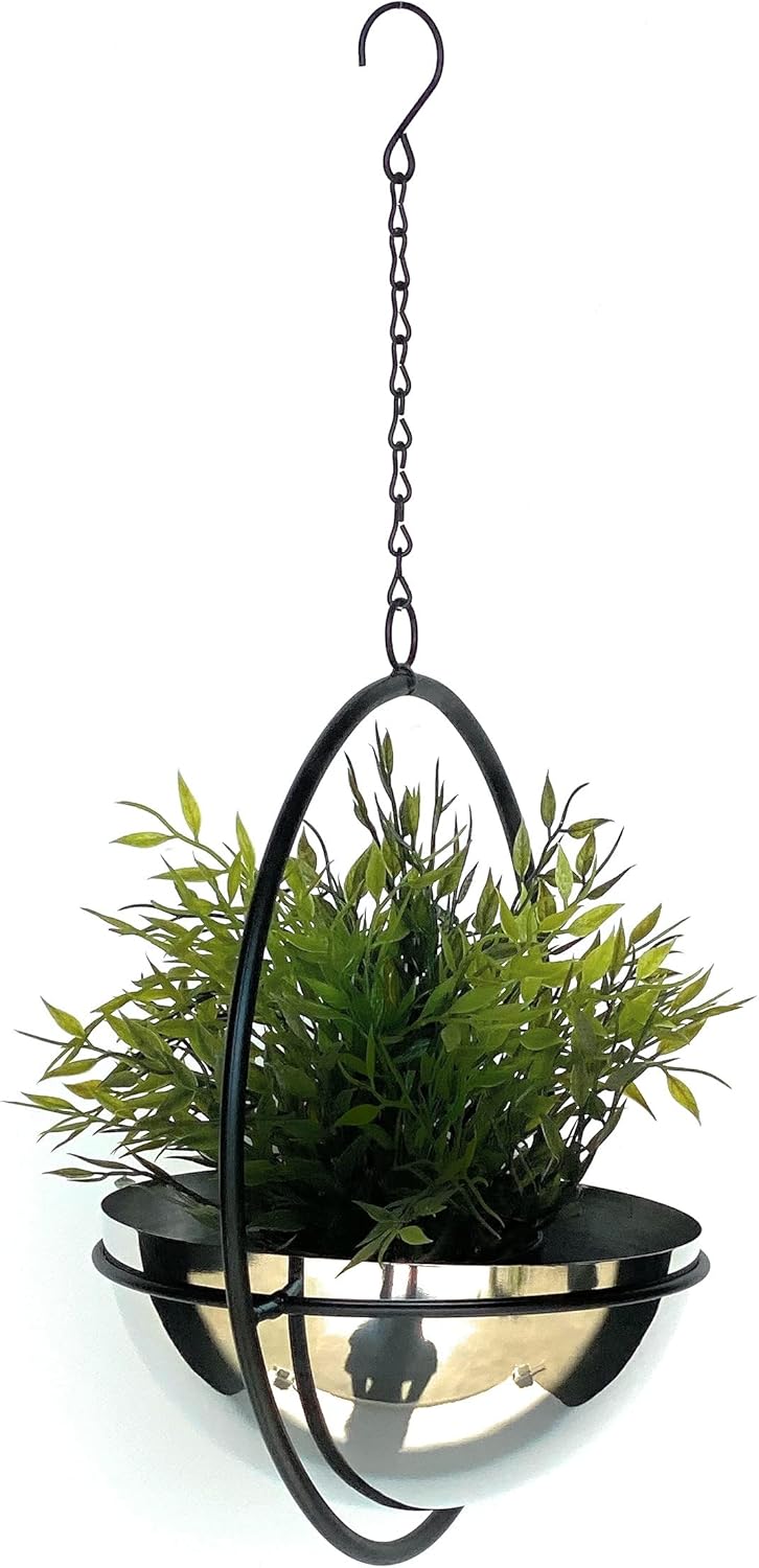 DanDiBo Blumenampel Innen Metall Wand Hängepflanzen 53 cm 96087 M mit Topf Silber Pflanzenhänger Blu