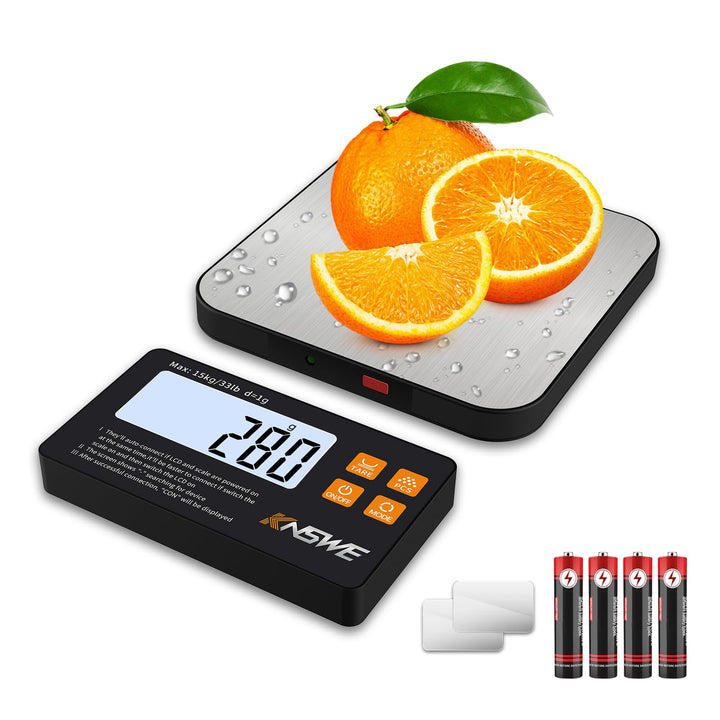 Waage Küchenwaage Digital mit Wireless Geteilt LCD-Display 1g/15kg Genau Feinwaage Küche 304 Edelsta