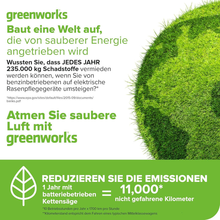 Greenworks GD40TCS Akku Kettensäge mit bürstenlosem Motor, 25 cm Blattlänge, 12 m/s Kettengeschwindi