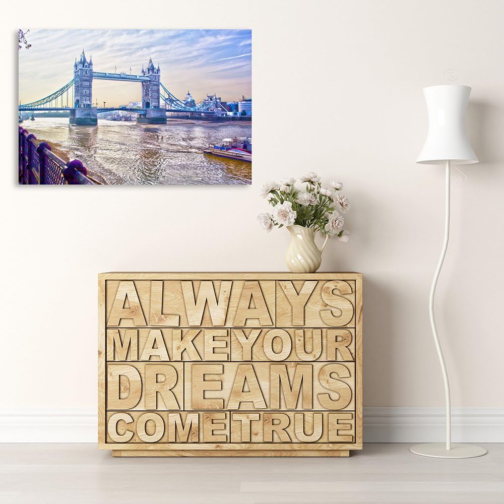 Feeby Frames, Leinwandbild, Bilder, Wand Bild, Wandbilder, Kunstdruck 60x80cm, LONDON BRÜCKE, AUSSIC