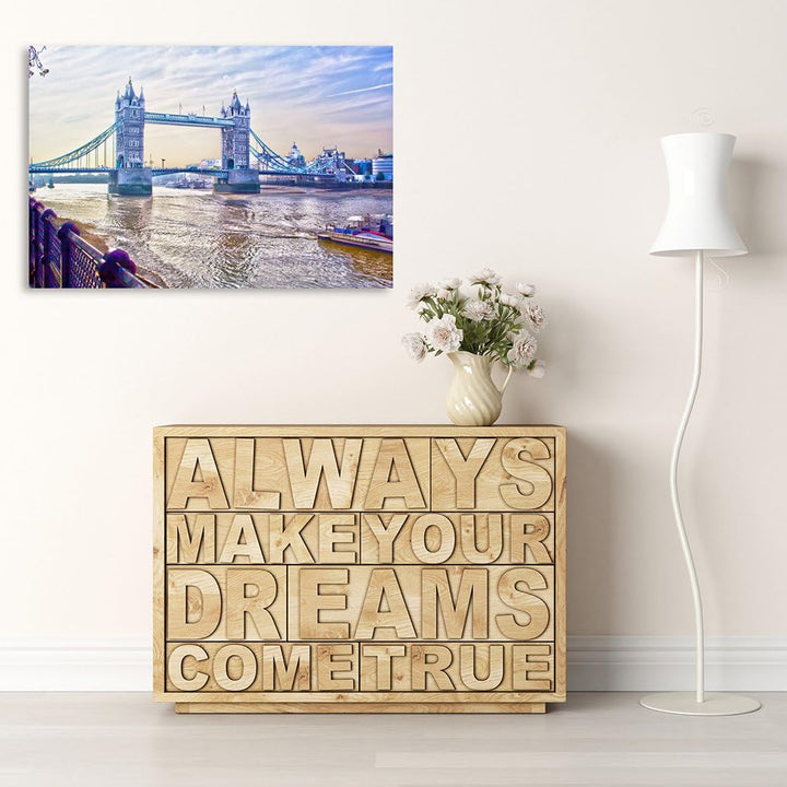 Feeby Frames, Leinwandbild, Bilder, Wand Bild, Wandbilder, Kunstdruck 60x80cm, LONDON BRÜCKE, AUSSIC