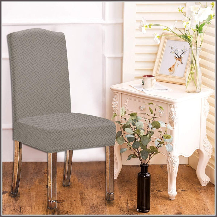 KELUINA Stretch wasserdichte Jacquard mit langem Gitter Esszimmer Stuhlhussen Home Decor, Stuhlhusse