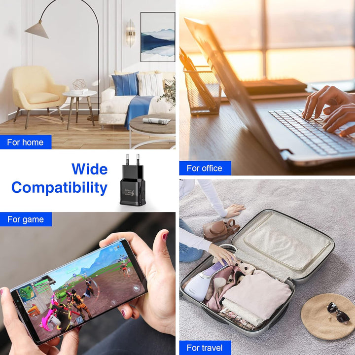 2-Pack USB Ladegerät Stecker, Schnellladegerät Netzteil mit USB C Original Ladekabel Kompatibel mit