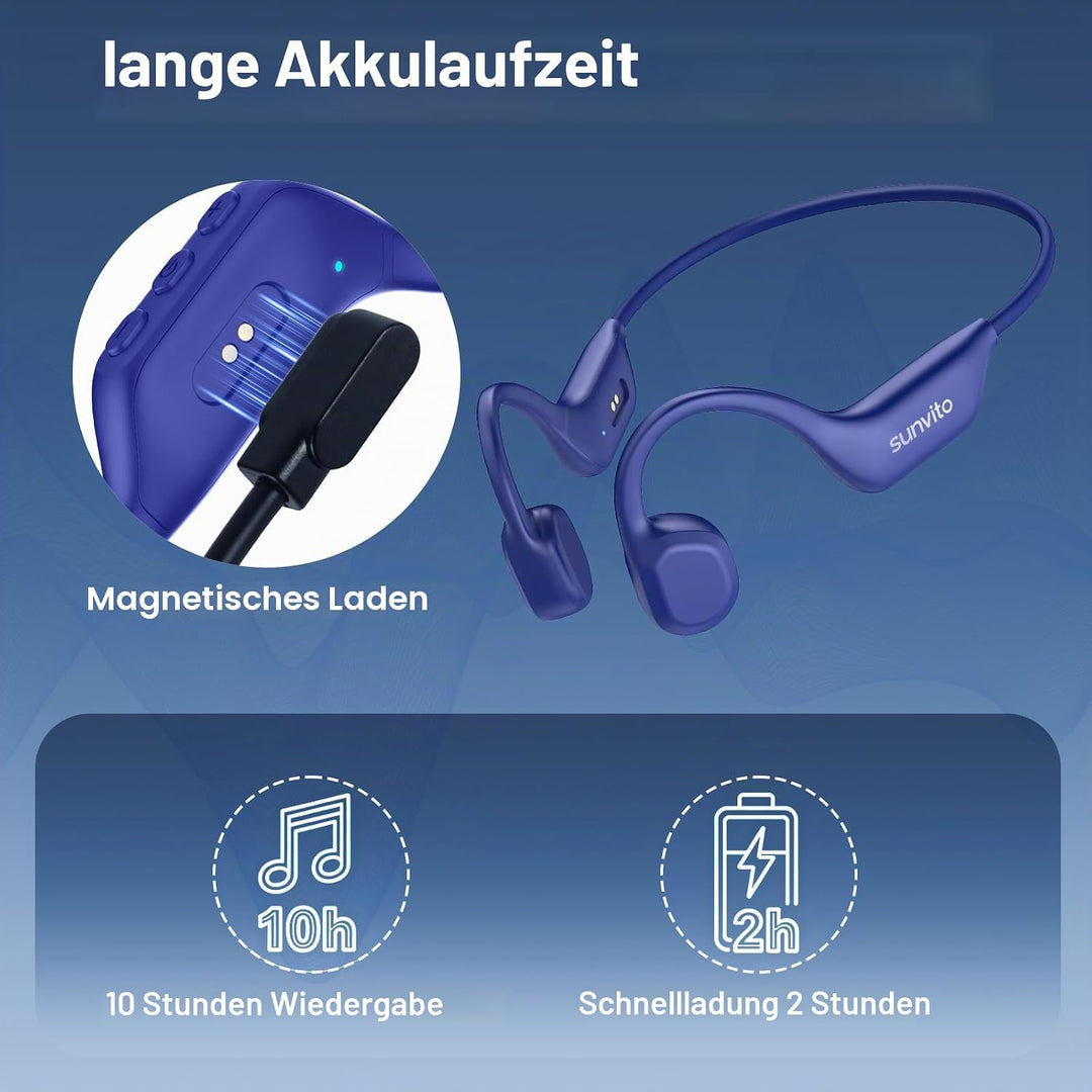 Knochenschall Kopfhörer Bluetooth 6.0, offene Bluetooth-Funkkopfhörer für Sport, wasserdichte, leich