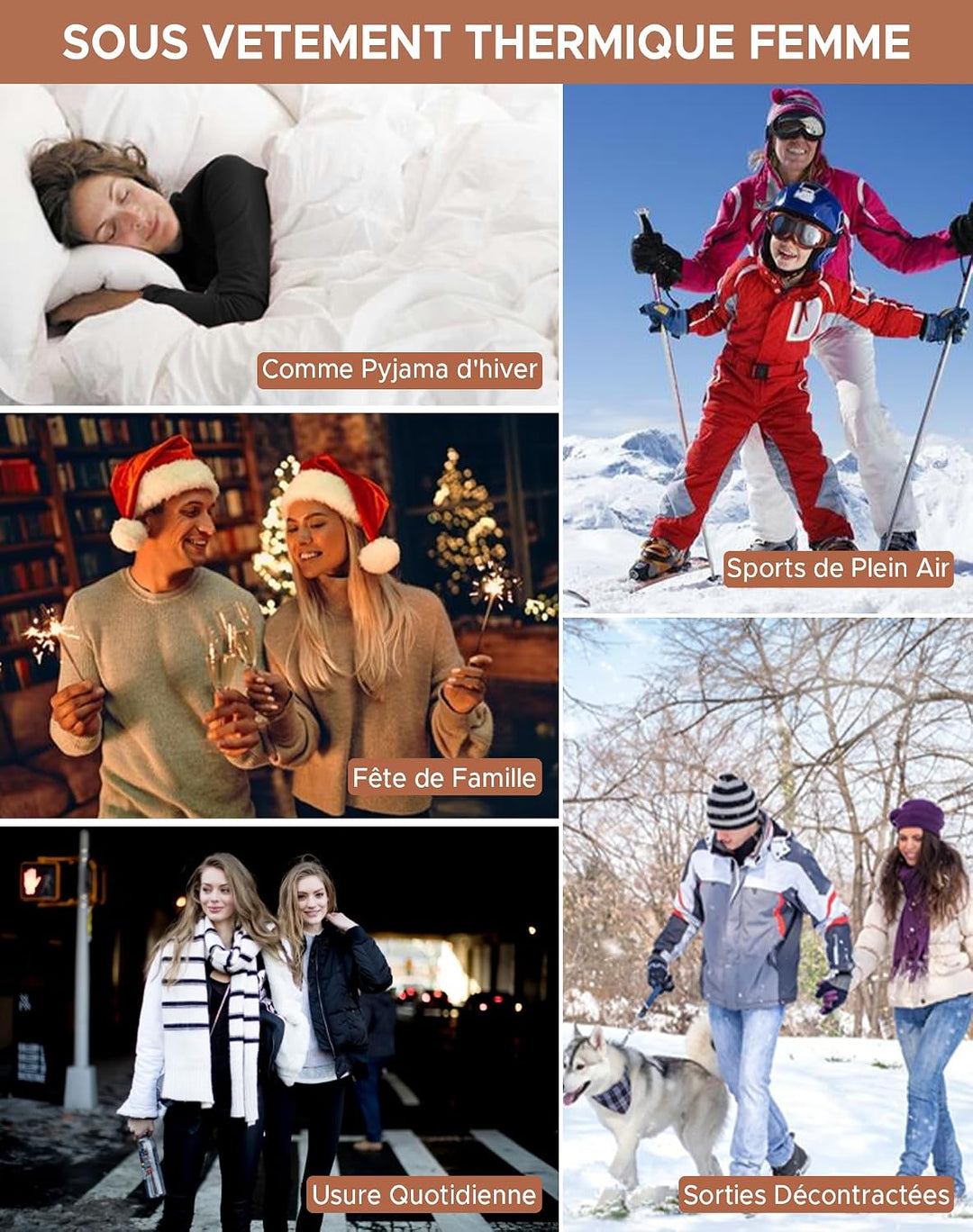 INNERSY Thermounterwäsche Damen Winter Oberteil und Unterteile Skiunterwäsche Warme Thermowäsche Set