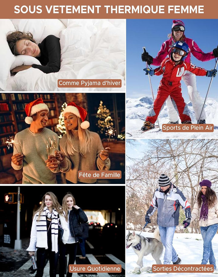 INNERSY Thermounterwäsche Damen Winter Oberteil und Unterteile Skiunterwäsche Warme Thermowäsche Set