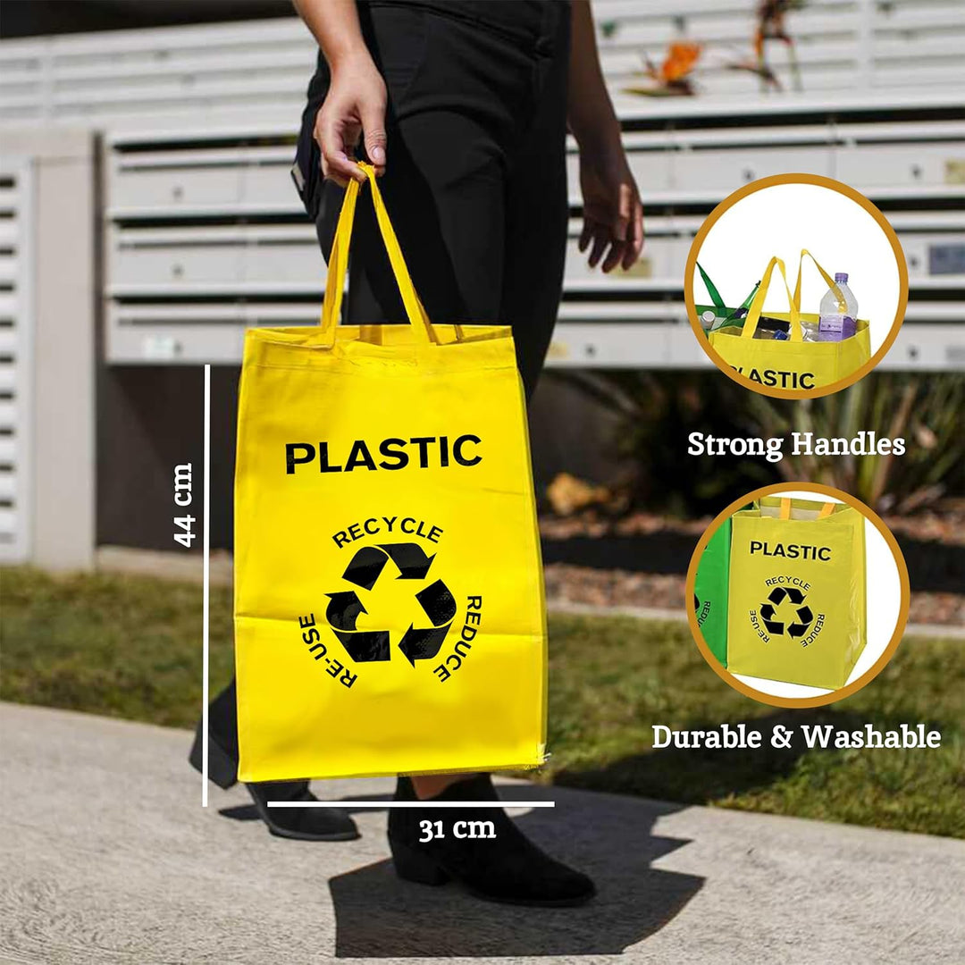 Bereiten Sie Tvaschen, Satz 3, Plvastik, Glas, Papier auf Recycling-Taschen, Recycling-Taschen