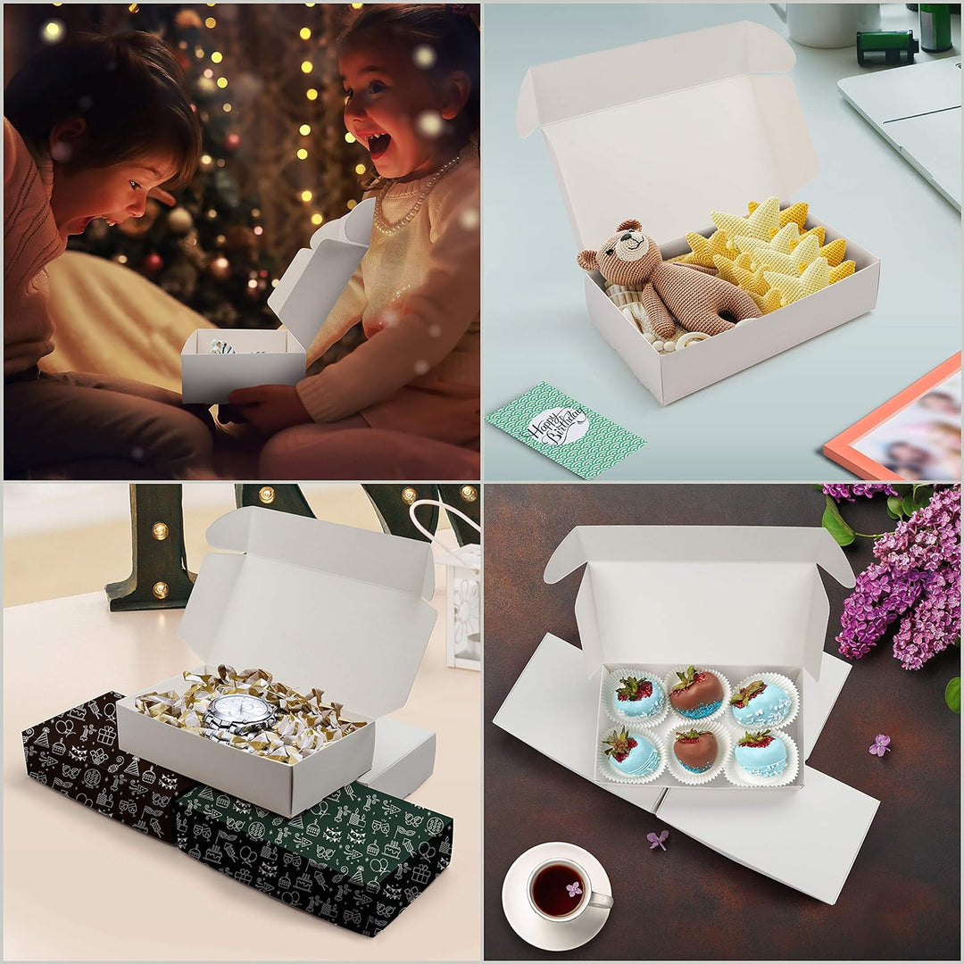 Kurtzy Karton Geschenkboxen Weiss (50 Stk) – Schachteln 19 x 11 x 4,5cm Pappschachteln mit Deckel –
