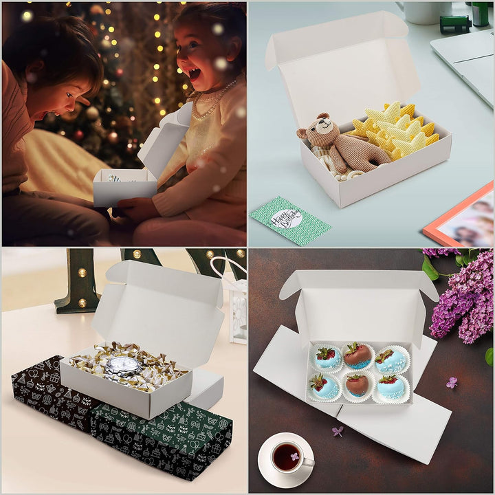 Kurtzy Karton Geschenkboxen Weiss (50 Stk) – Schachteln 19 x 11 x 4,5cm Pappschachteln mit Deckel –