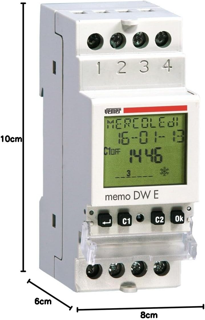 VEMER VP871800 MEMO DW E Digitale Zeitschaltuhr mit täglicher oder wöchentlich Programmierung, DIN-S