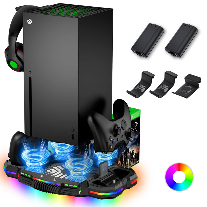 Kühlständer mit Controller-Ladestation für Xbox Series X, ZAONOOL Dual-Ladestation und Lüfter für Ko