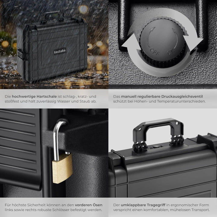 tectake® Kamerakoffer, Universalkoffer, Outdoor Box wasserdicht als Transportkoffer, Hardcase zur La
