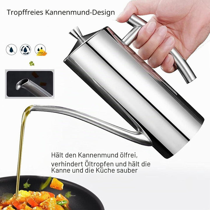 Edelstahl Oil Dispenser Flasche, Olivenöl Pourer Stopper Pot Sojasauce Essig Cruet Drizzler Ölbehält