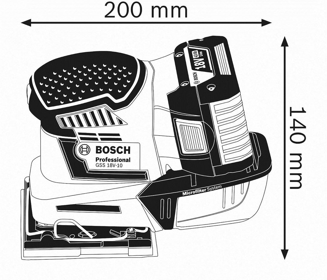 Bosch Professional 18V System Akku Schwingschleifer GSS 18V-10 (Schwingkreis-Ø: 1,6 mm, 3 Grundplatt