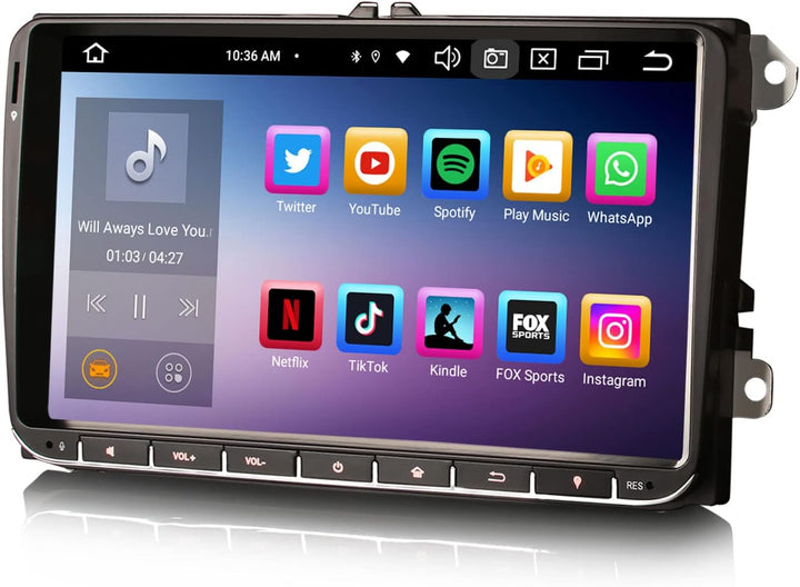 Erisin 9 Zoll 8-Kern 4GB+64GB Android 14 Autoradio GPS Navi Für VW Polo 6R Golf 6 Golf 5 T5 Caddy Pa