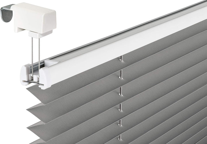 SchattenFreude Klemmfix-Plissee für Fenster | Mit Klemm-Haltern | Ohne Bohren | Grau, Breite: 145cm