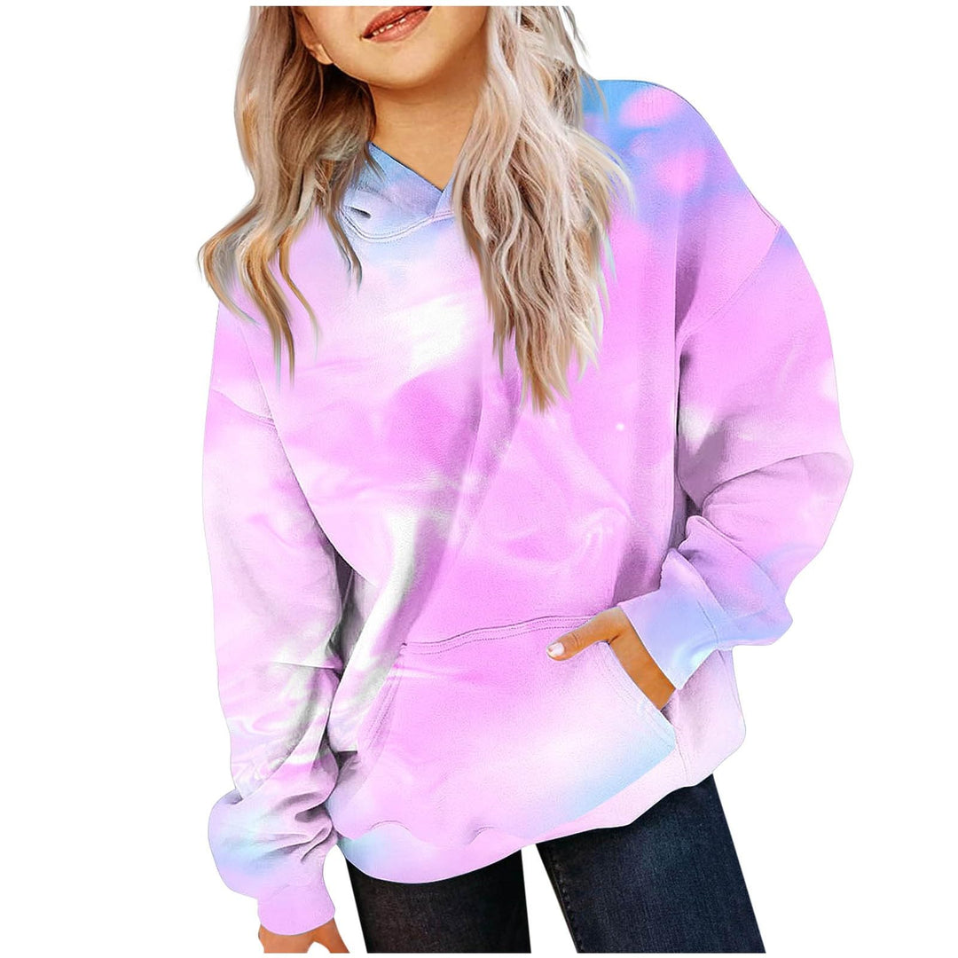 EMATOP Mädchen Batik Hoodie Freizeit Langarm Kapuzenpullover Winter Baumwolle Sweatshirt mit Kapuze