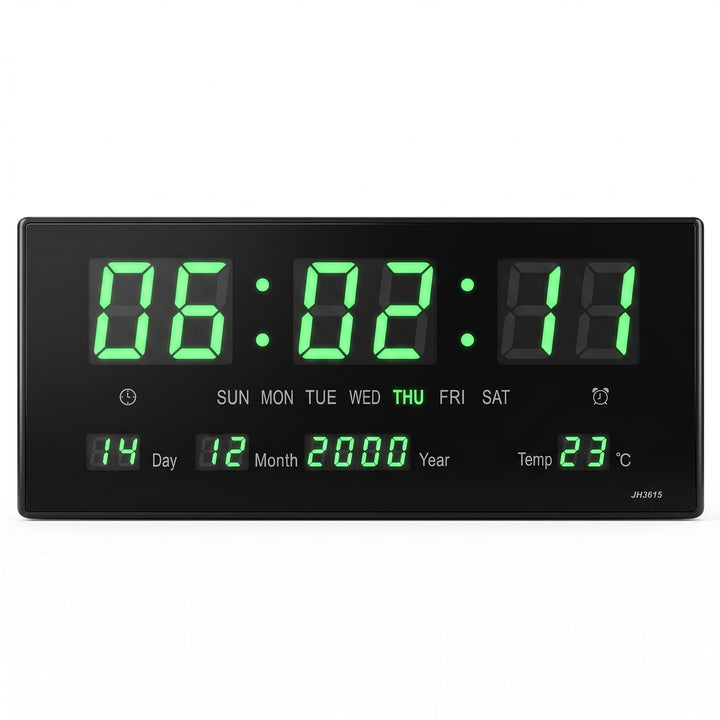 Starlet24 LED Wanduhr mit Timer Wecker Schlummer Kalender Temperatur grosse LED-Anzeige 36x15cm (JH3