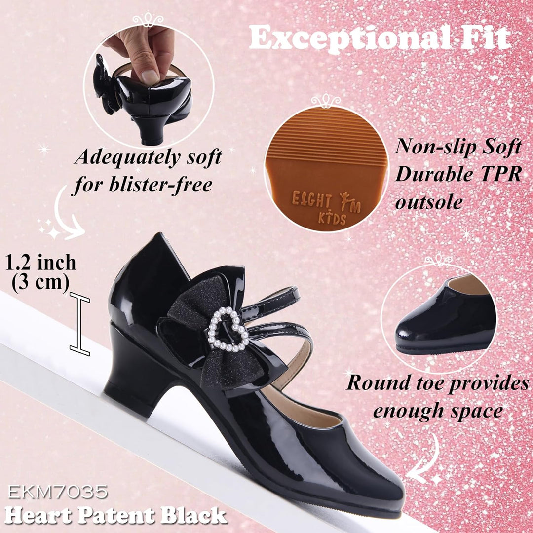 EIGHT KM EKM7018 Mädchen High Heel Kleid Schuhe Mary Jane Prinzessin Hochzeit Pumps Schuhe Glänzend