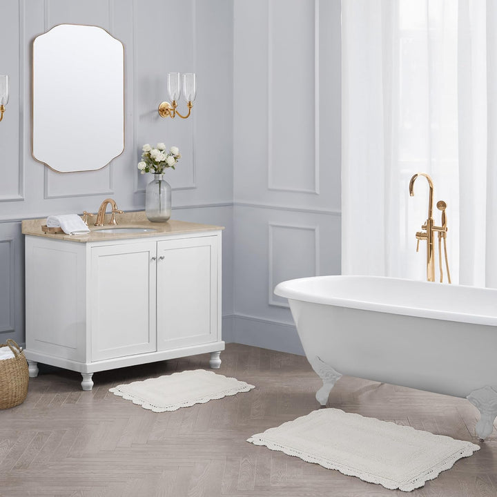 Laura Ashley Häkel-Baumwoll-Badvorleger-Set, 43 x 61 cm, elfenbeinfarben, Elfenbeinfarben