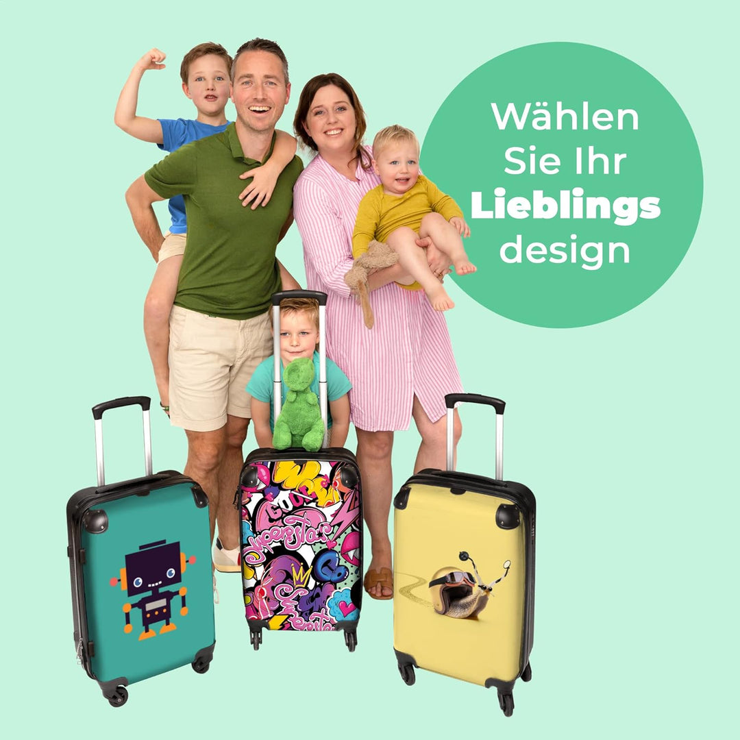 Koffer gross Trolley Rollkoffer Reisekoffer mit 4 Rollen Fotokoffer - Design - Superstar - Cool - Mu