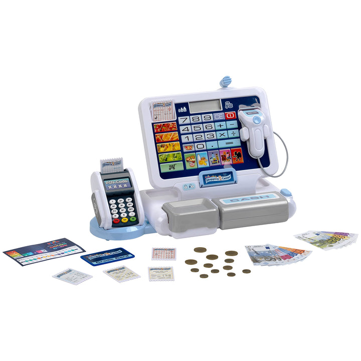 Theo Klein 9324 Tablet-Kassenstation I Spielkasse mit Sound und abnehmbarem Tablet, POS-Terminal mit