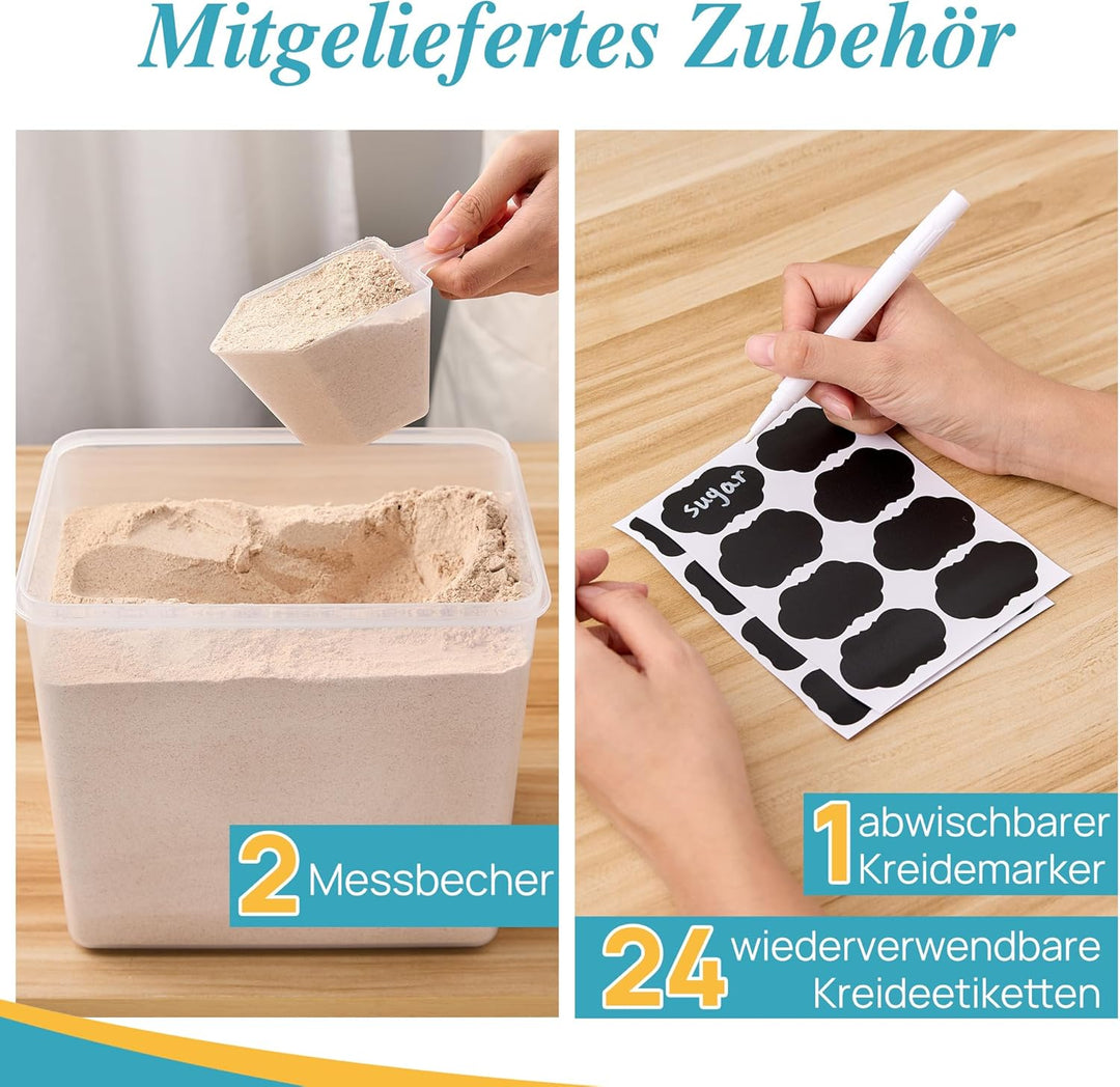 Vtopmart 2er Set Mehl Aufbewahrung 9.5L, Gross Vorratsdosen mit Deckel Luftdicht, BPA Frei, Aufbewah