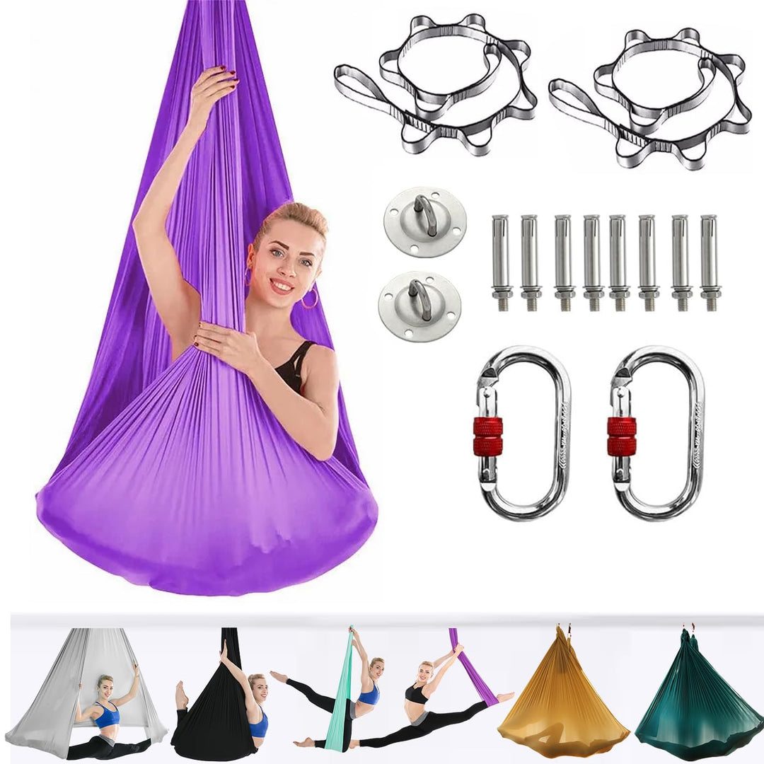 Yoga-Set für Erwachsene, Yoga-Zubehör, 500 kg Belastung, inkl. Kompletter Installationshardware Purp