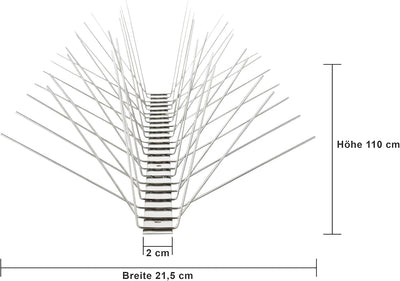 Profi Edelstahl Taubenspikes 6 Reihig - Effektive Taubenabwehr- Vogelabwehr Edelstahlleiste Spikes f