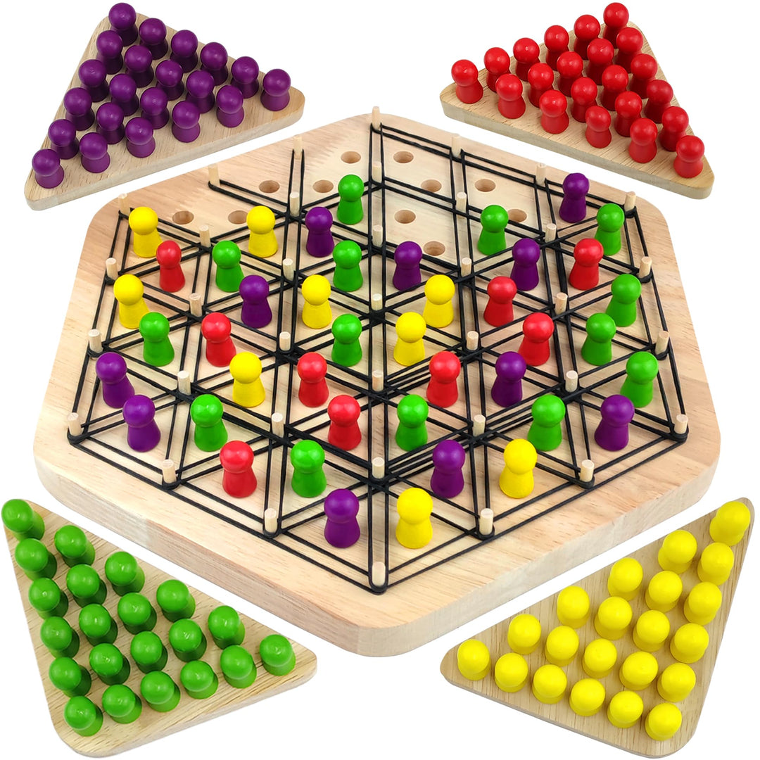 Triangle Chess Game, Dreiecksschachbrett-Strategie-Brettspiel, Lustiges Gummiband Spiel, Klassische